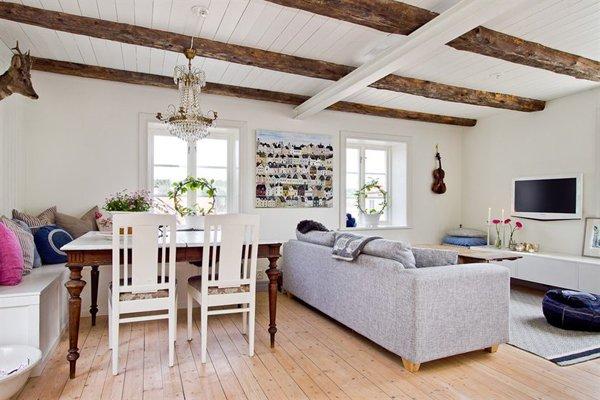 потолок на кухне в скандинавском стиле фото