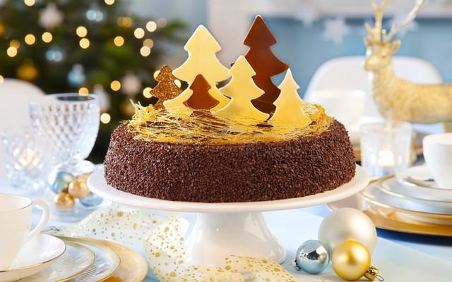 новогодние торты 2017 - с елками из шоколада